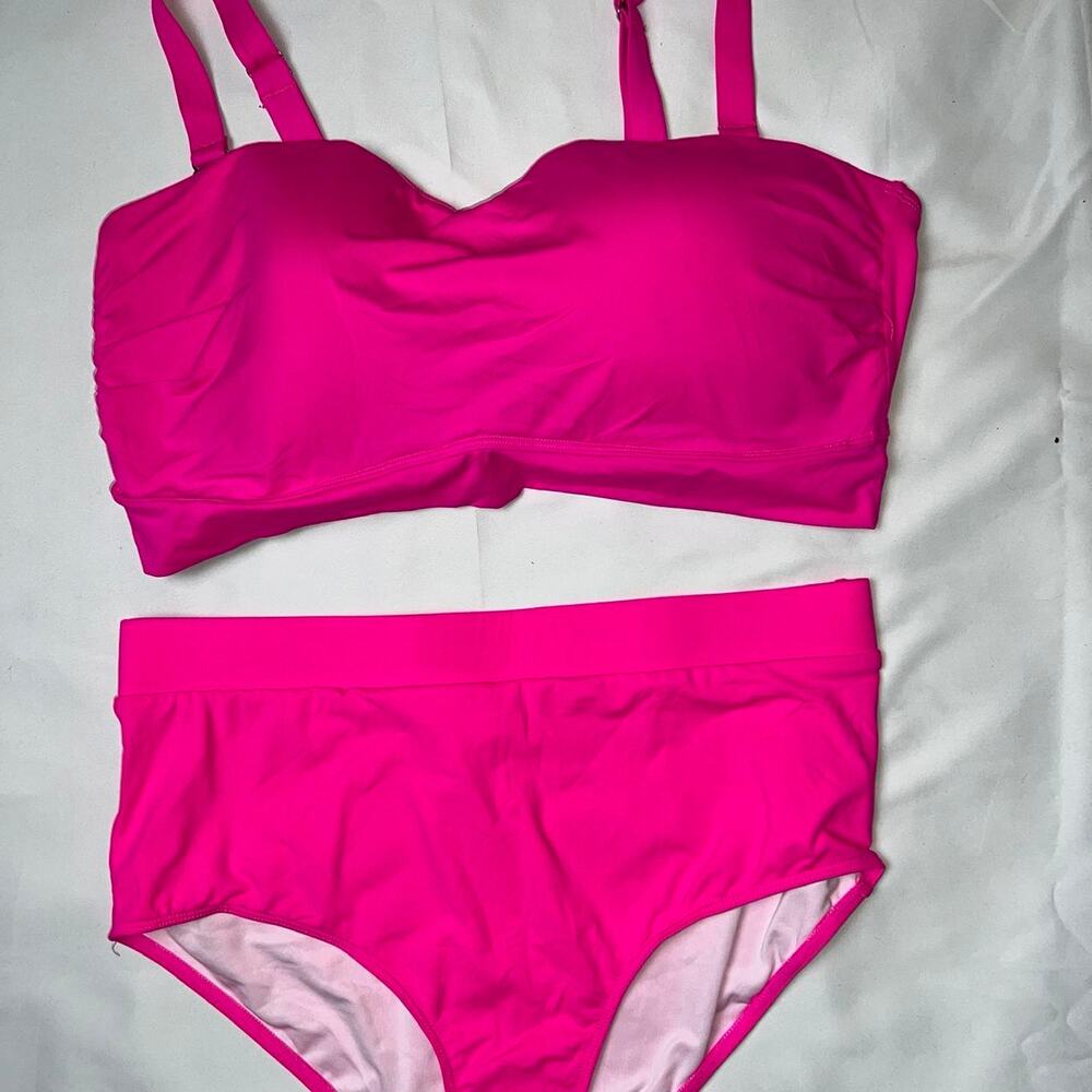 Pink bikini set with built in bra womens size 20W
